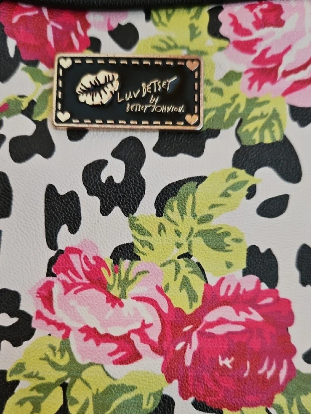 Luv Betsey Johnson Cheetah Rose Floral Crossbody Bag Like New